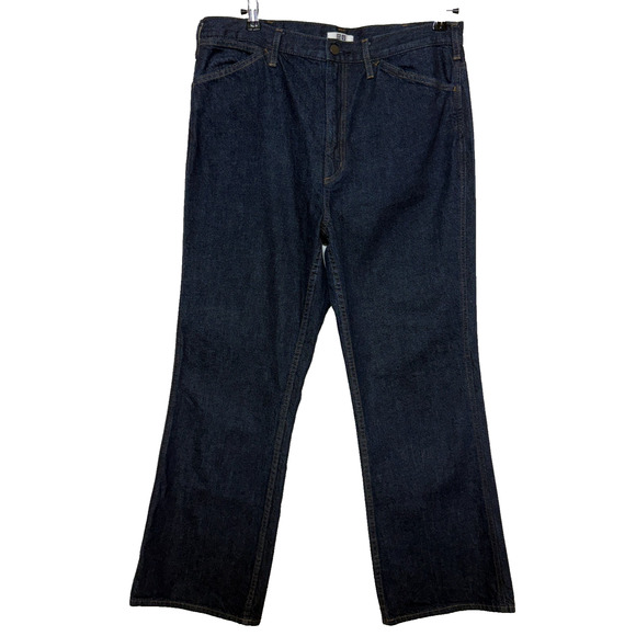 Uniqlo Jeans Mens Blue Tag Size 32 Measures 34x29 Straight Leg Dark Wash - Picture 1 of 9